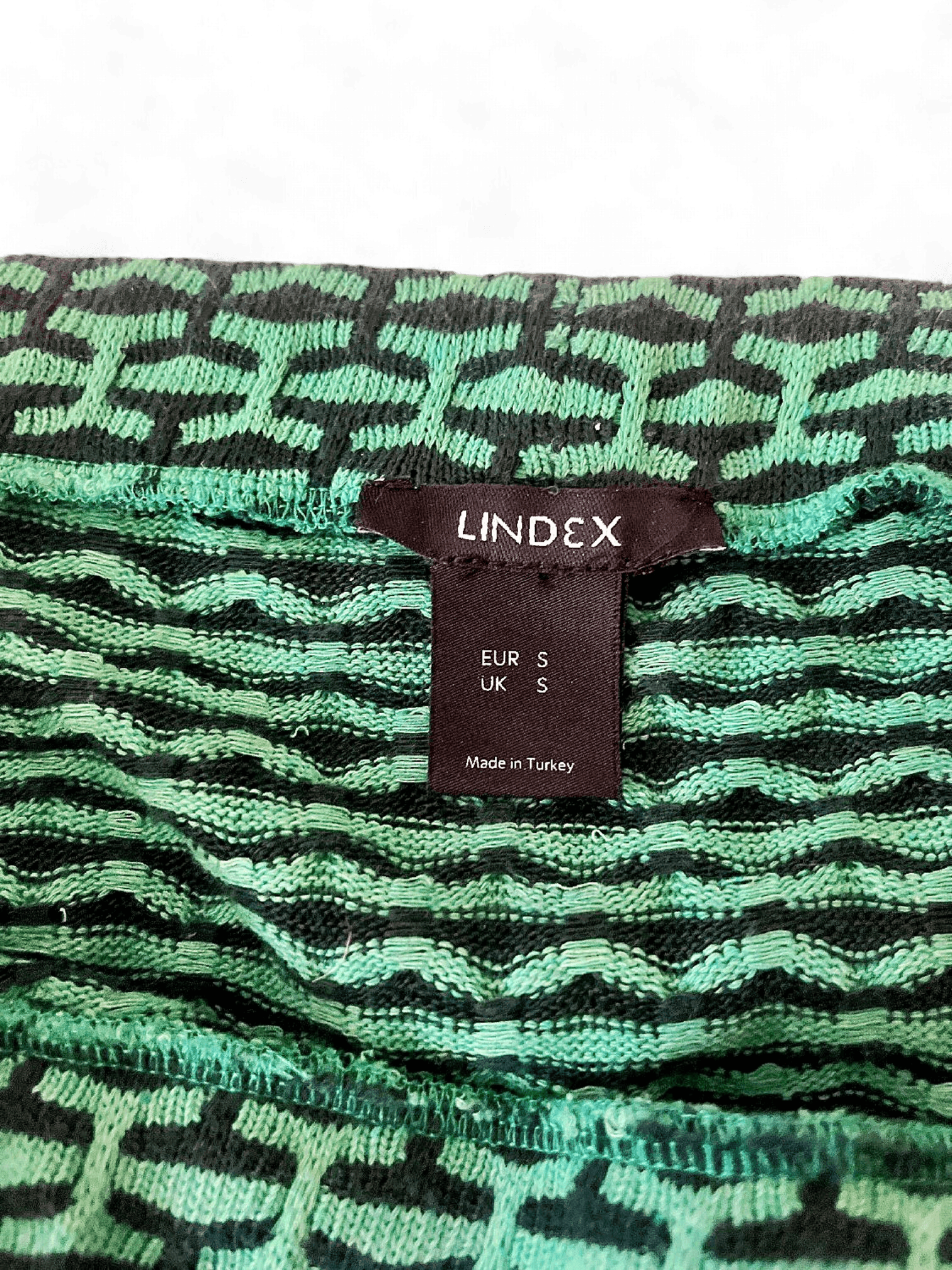 Modern Lindex Green Knit Bodycon Dress with Geometric Pattern 6