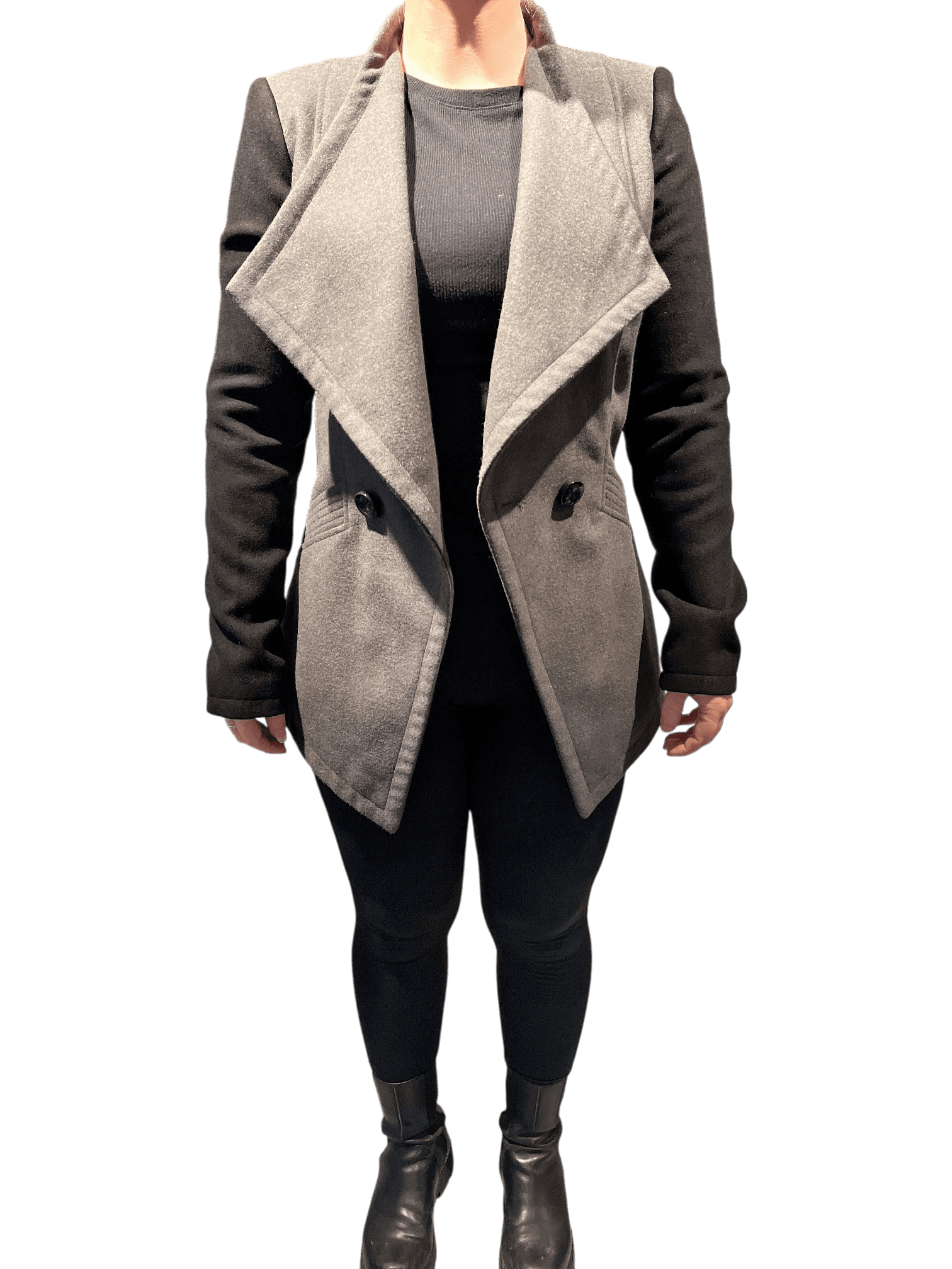 Modern grå kavaj med svarta ärmar 1