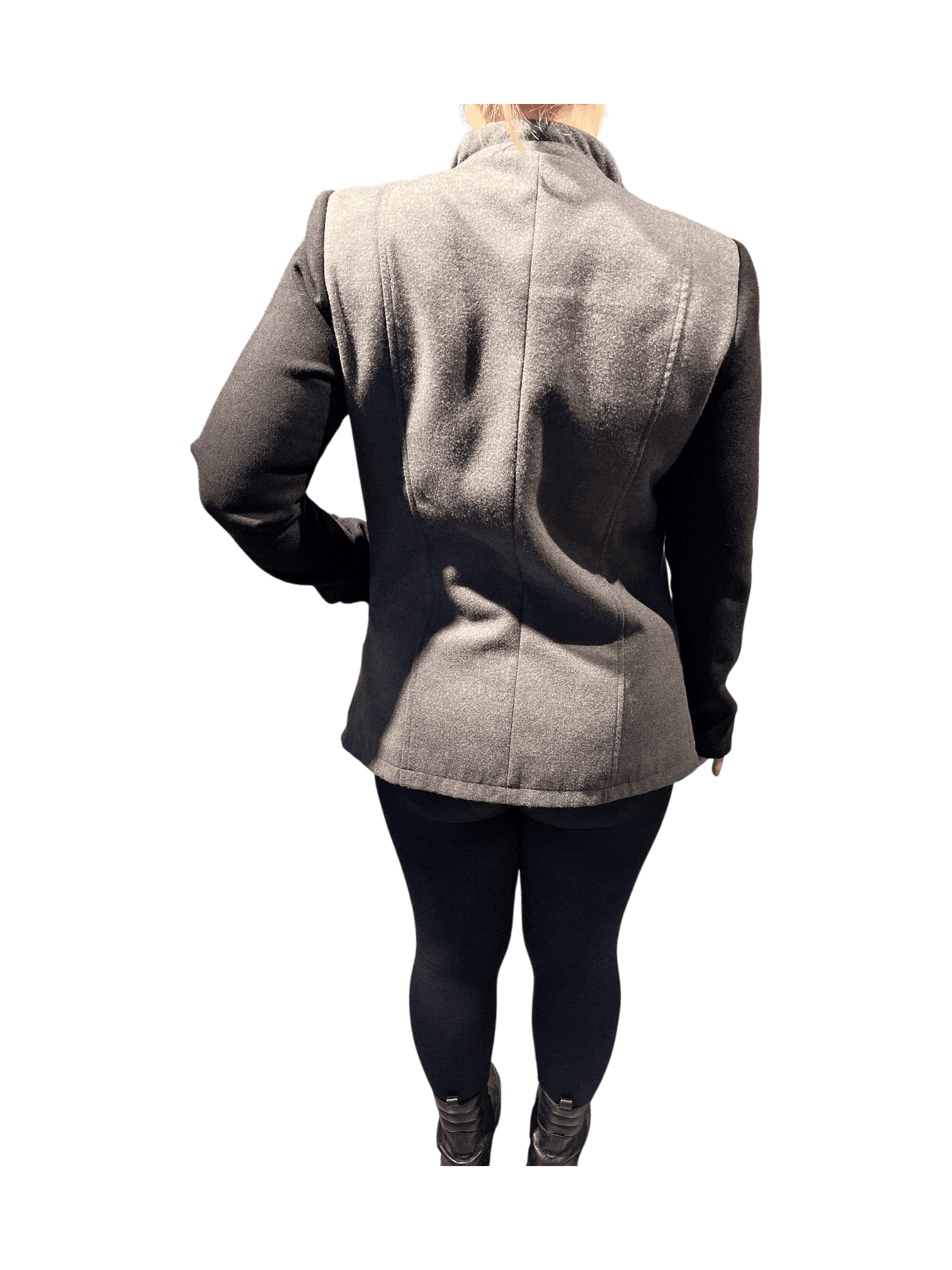 Modern grå kavaj med svarta ärmar 5