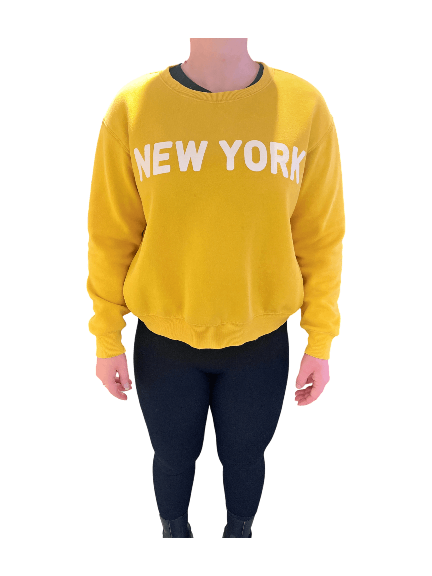 Modern Gul Bomullströja med New York-tryck 3