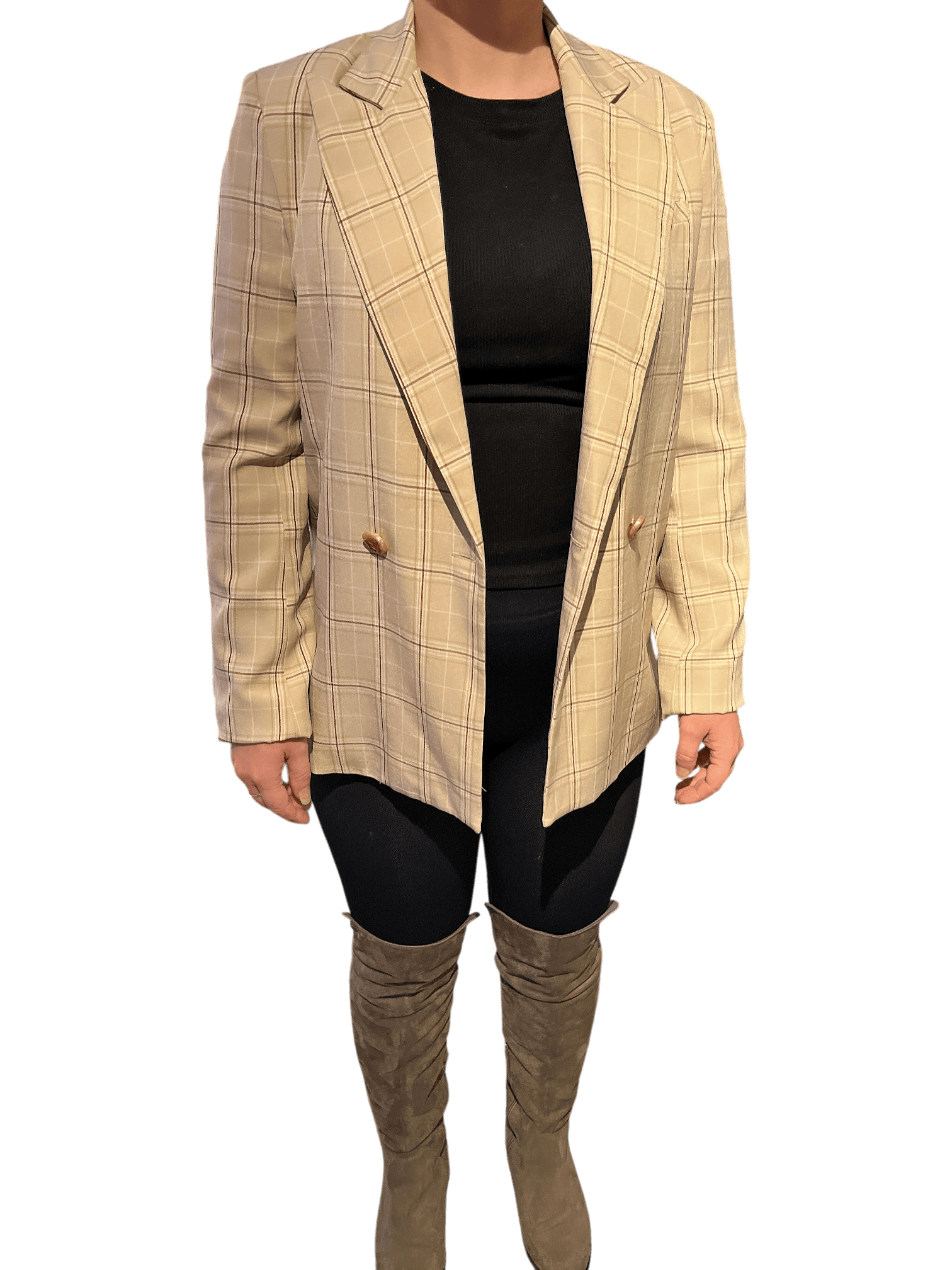 Modern NA-KD Rutig Beige Blazer 1