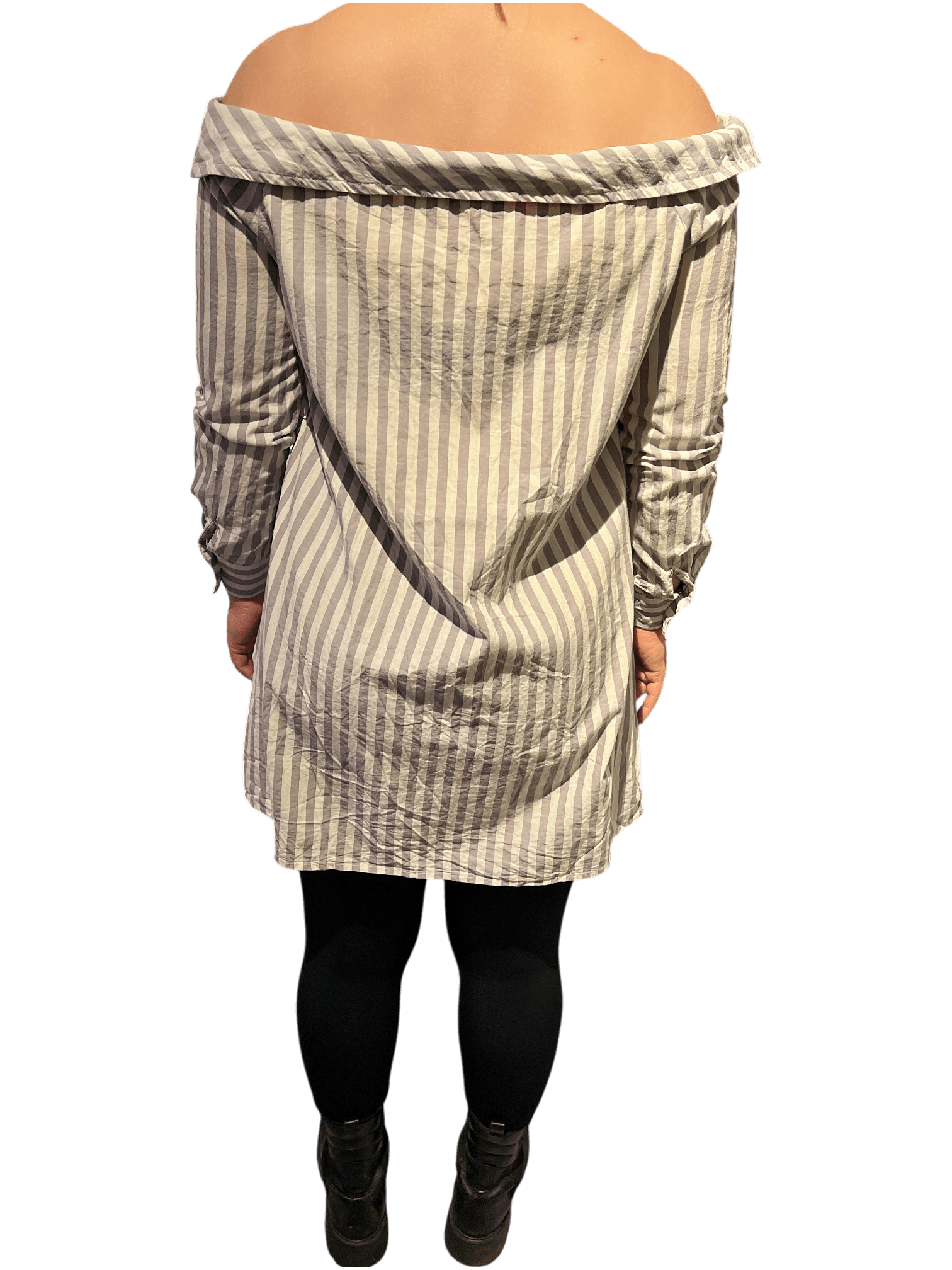 Modern Randig Off-shoulder Bomullsblus 3