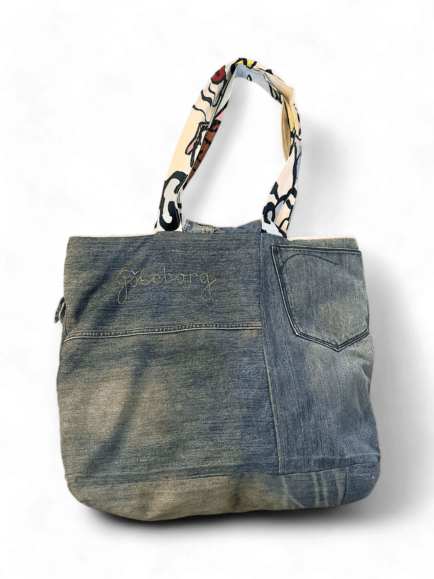 Unik handgjord egen Remake, Göteborg-väska av återvunna jeans 3
