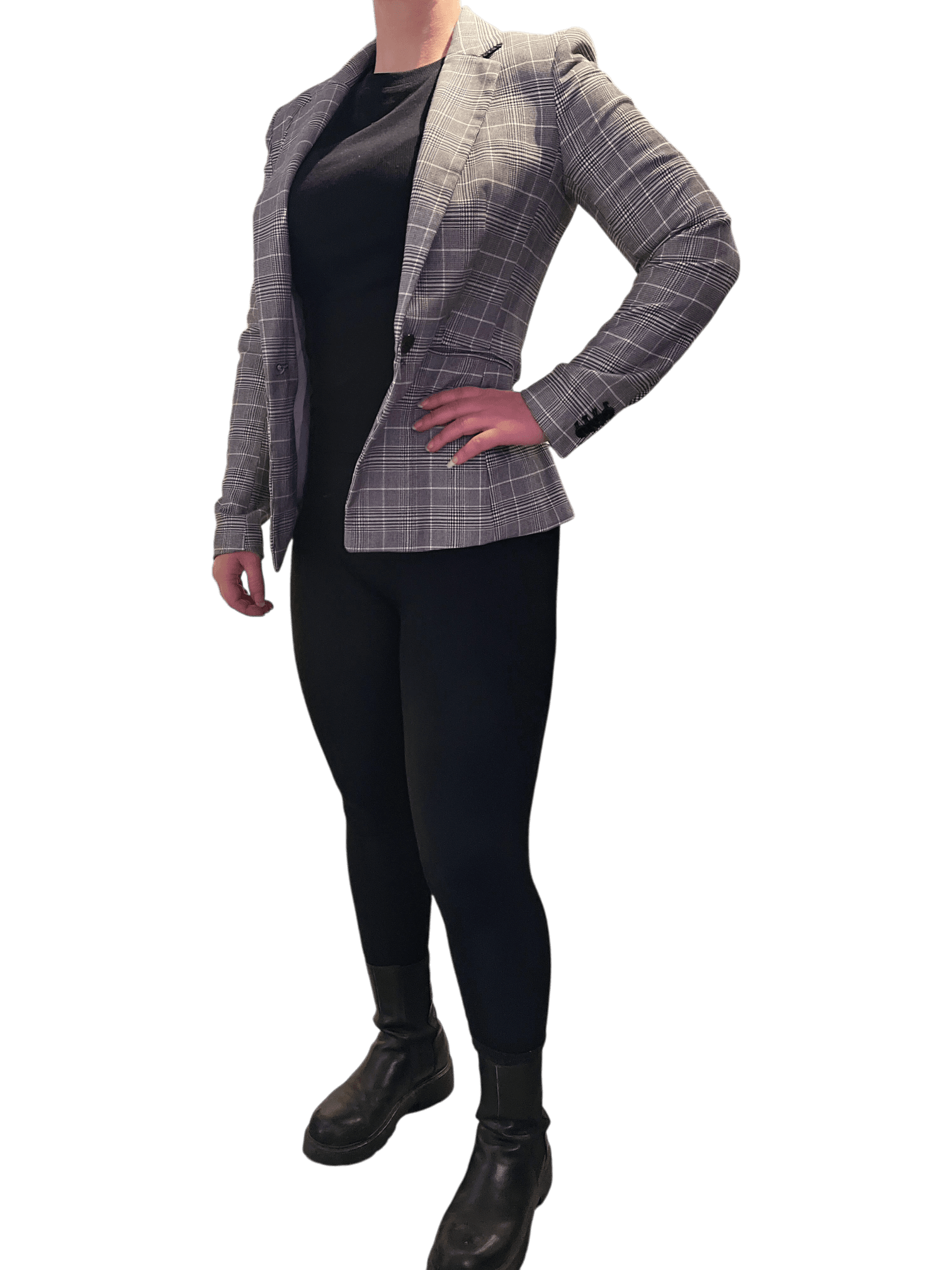 Modern Rutig Grå Kavaj 2