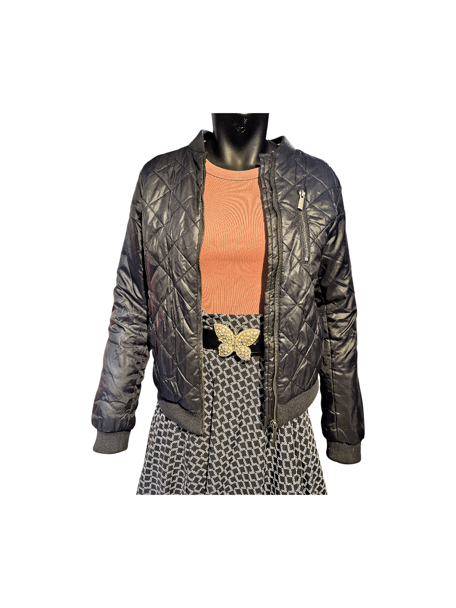 Modern Svart Quiltad WA Action Sports Bomberjacka 1