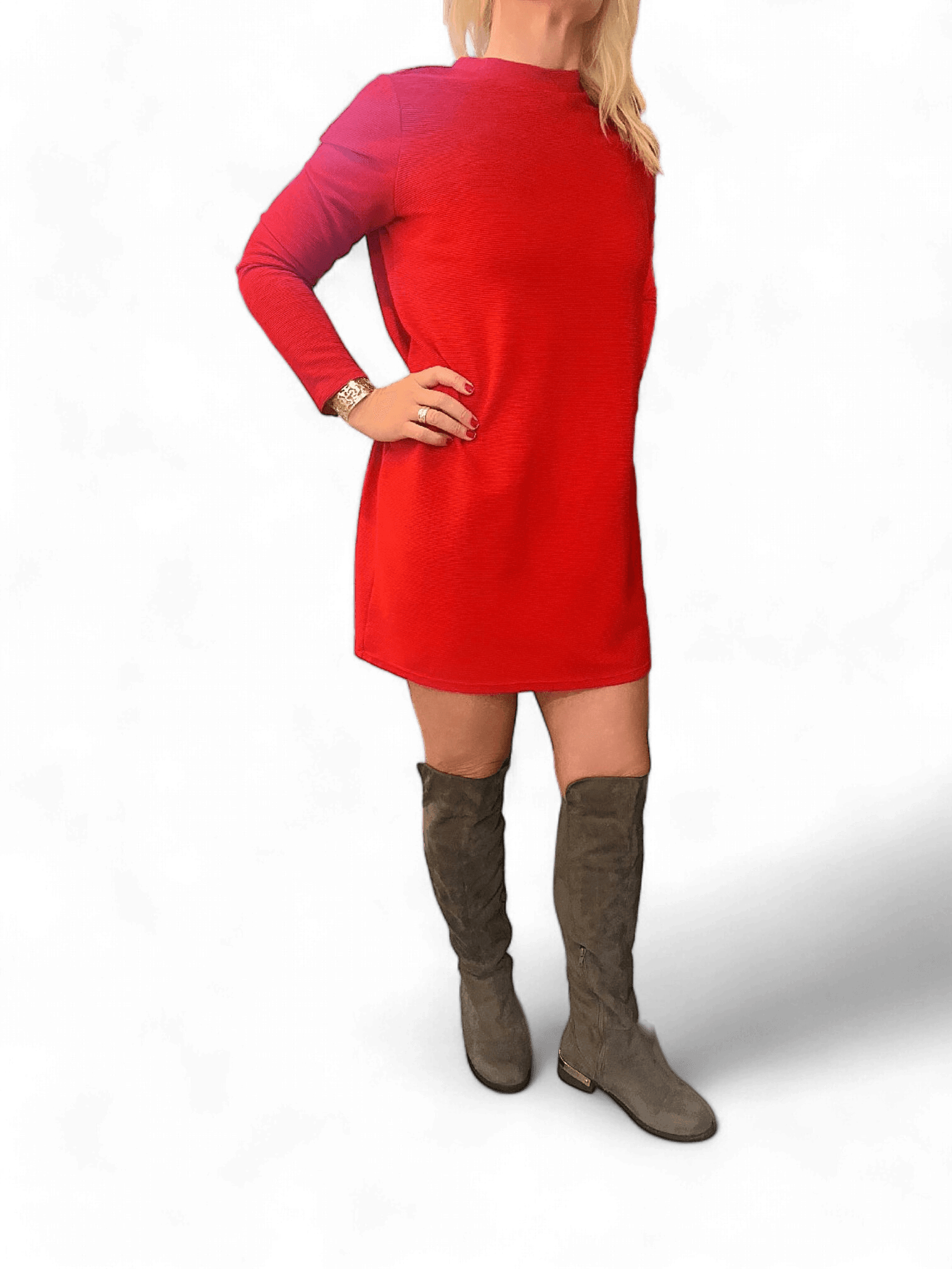Modern Röd Shiftklänning 6