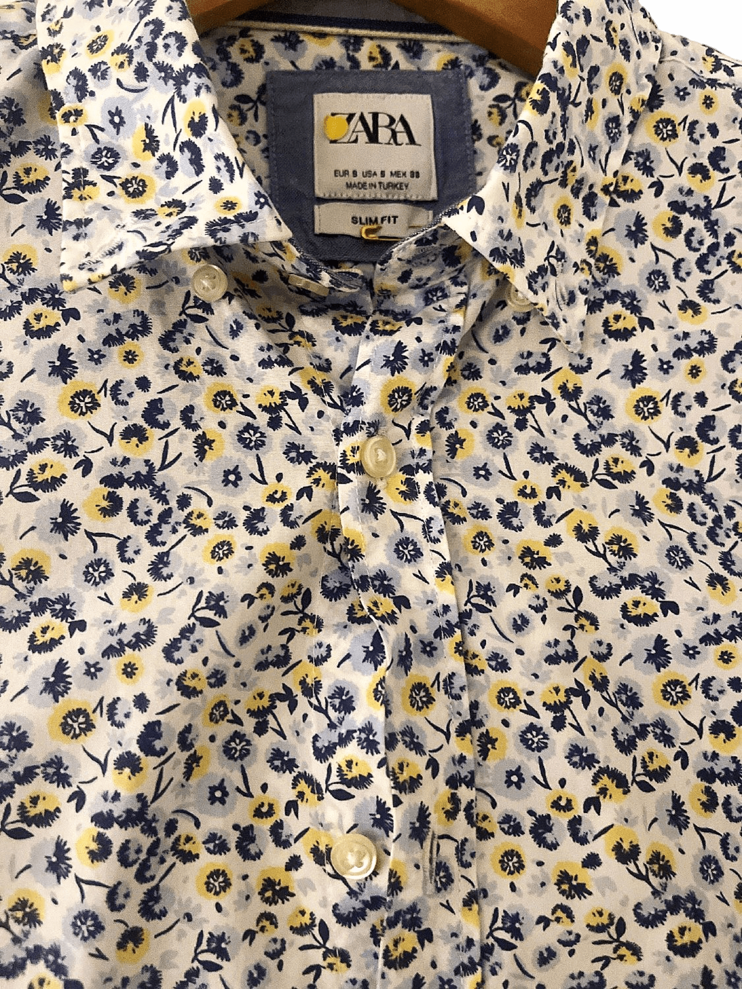 Zara Slim Fit Bomullsskjorta med Blommönster 2