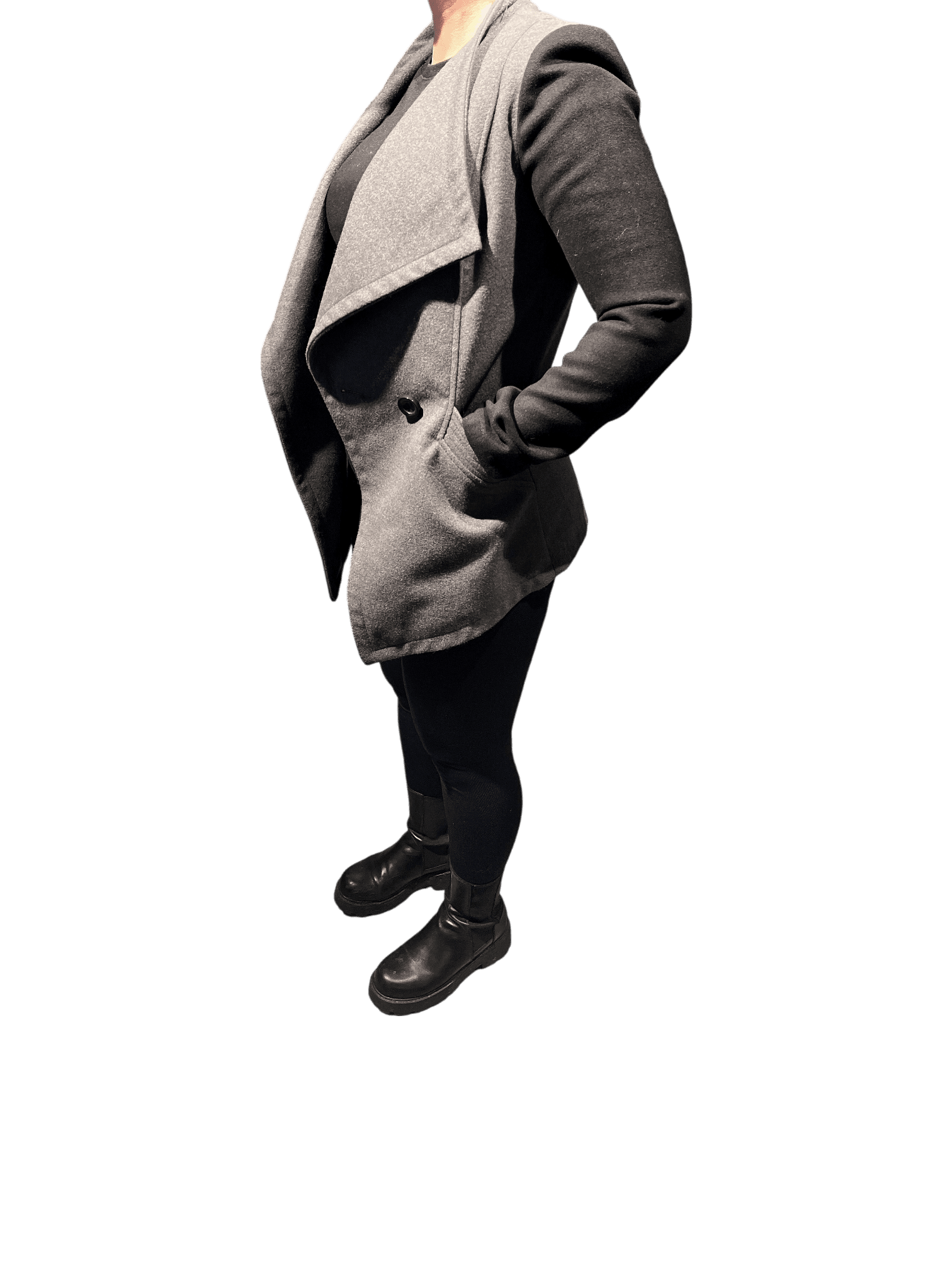 Modern grå kavaj med svarta ärmar 3