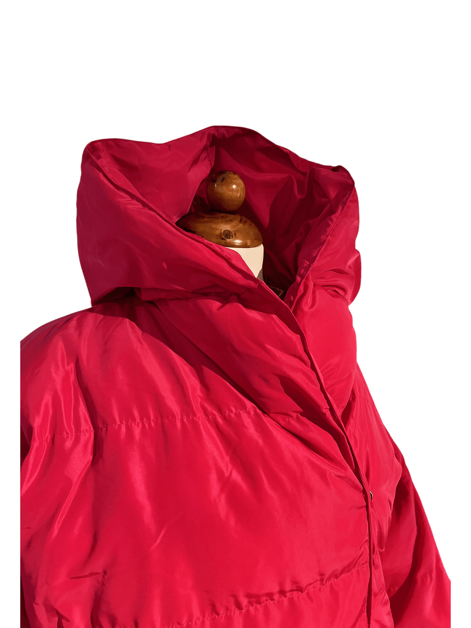 Modern röd / cerise vadderad pufferjacka med huva 1