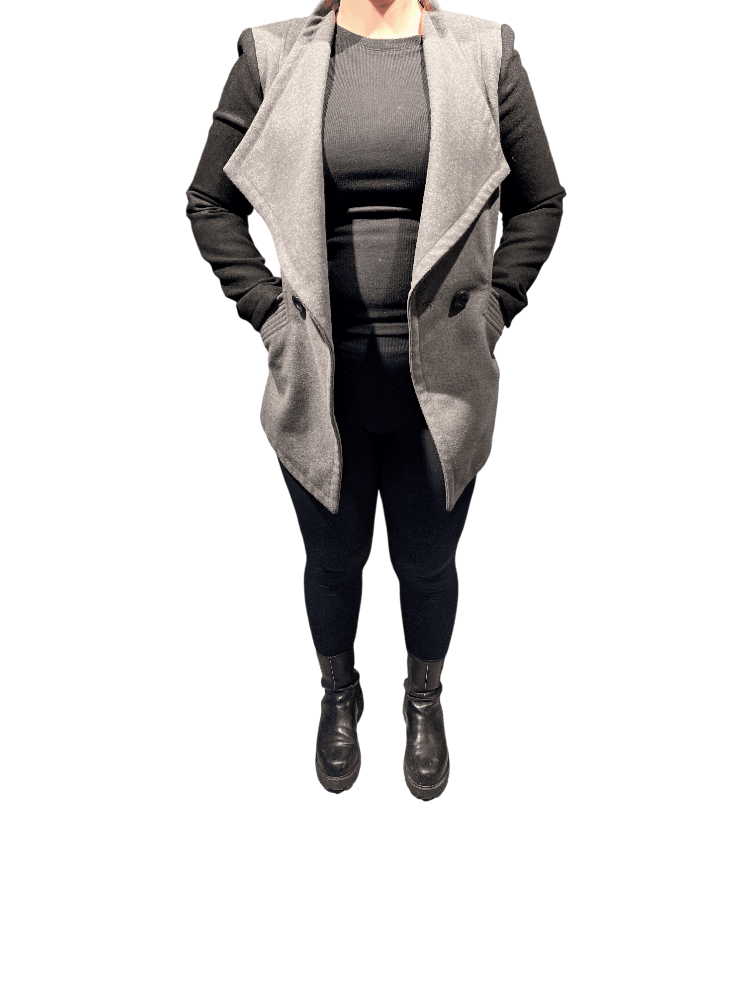 Modern grå kavaj med svarta ärmar 2