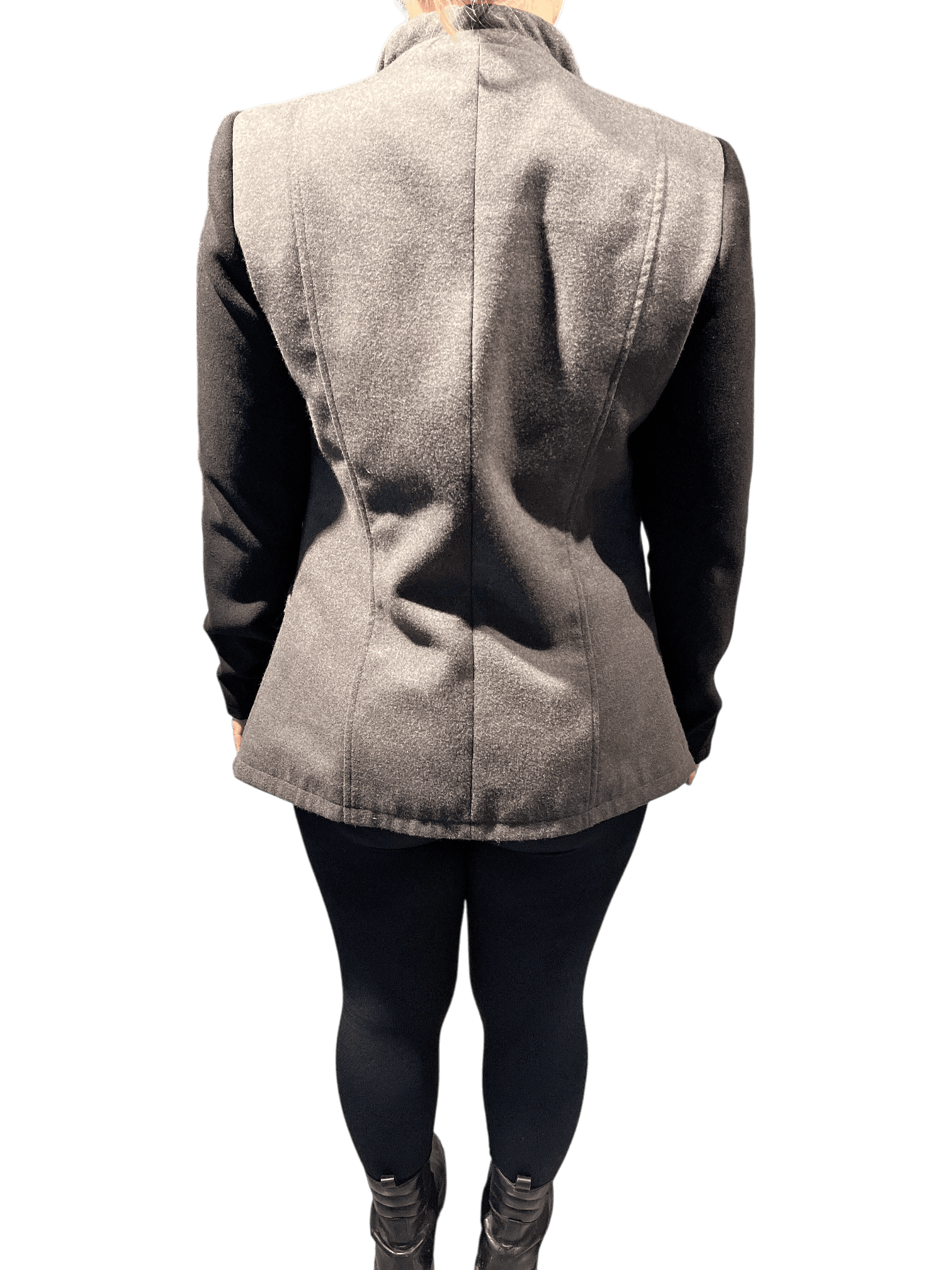 Modern grå kavaj med svarta ärmar 4