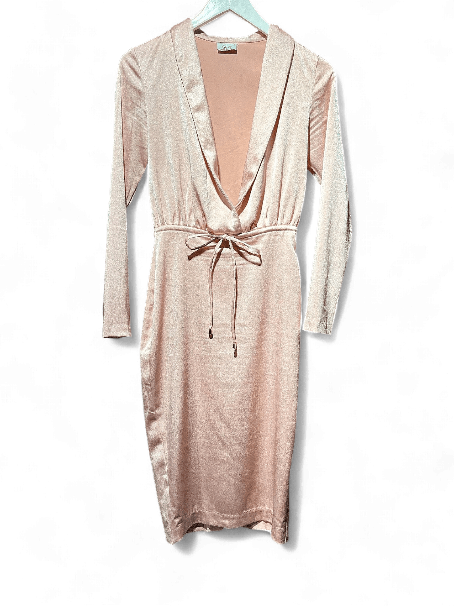 Wrapklänning i ljus rosa ton 4